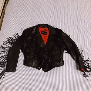 Real leather tassel jacket